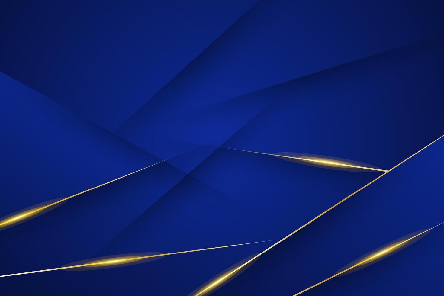 Abstract blue background with shiny gold ornaments vector