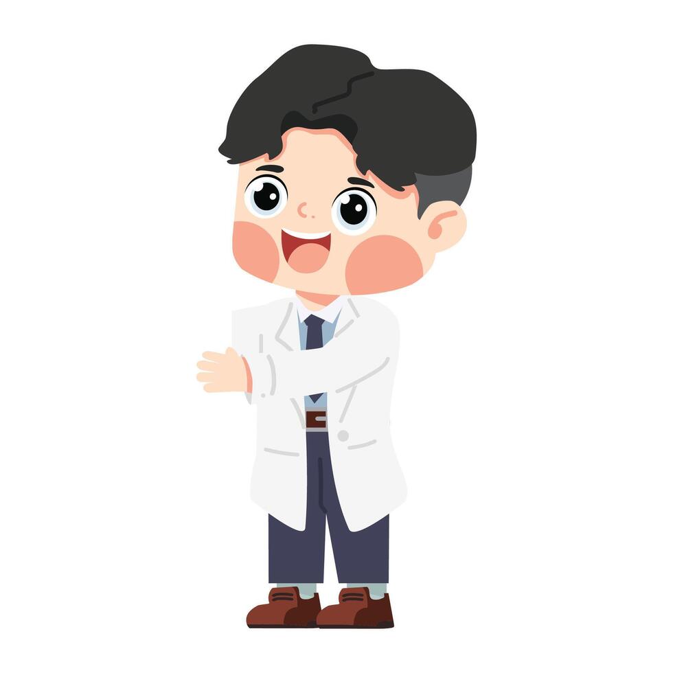 cartoon doctor pointing to something vector