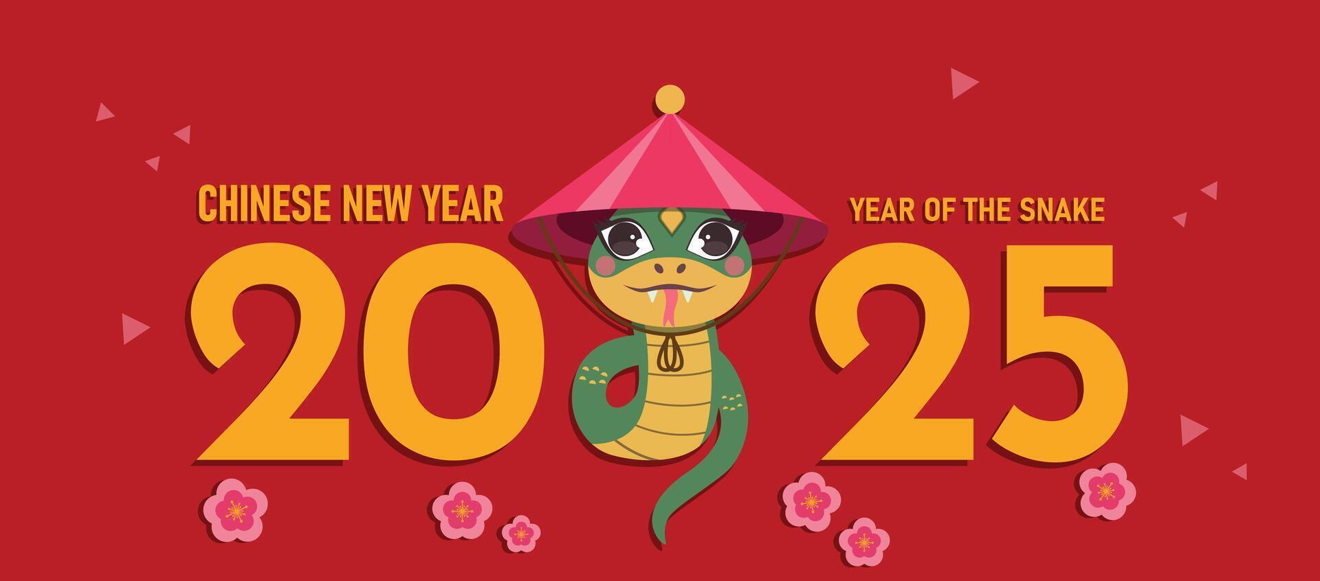 2025 new year 2025, 2025 Chinese new year, the year of the snake zodiac sign poster, card vector