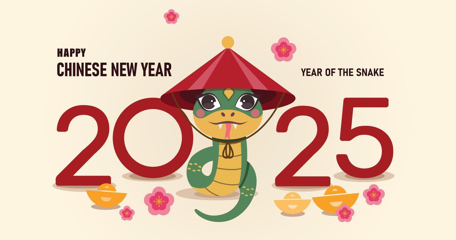 Happy New Year 2025, 2025 Chinese New Year, Year of the Snake geometric