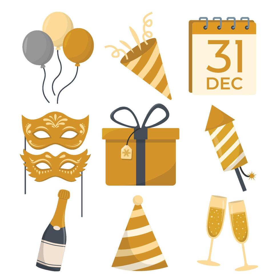 new year's eve elements collection icons for web Set of new year party vector
