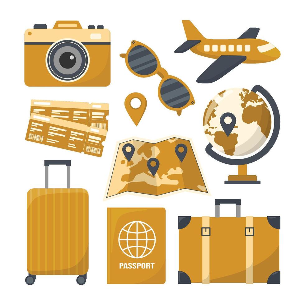 Set of travel icons. illustration in flat design style. Isolated on white background. vector