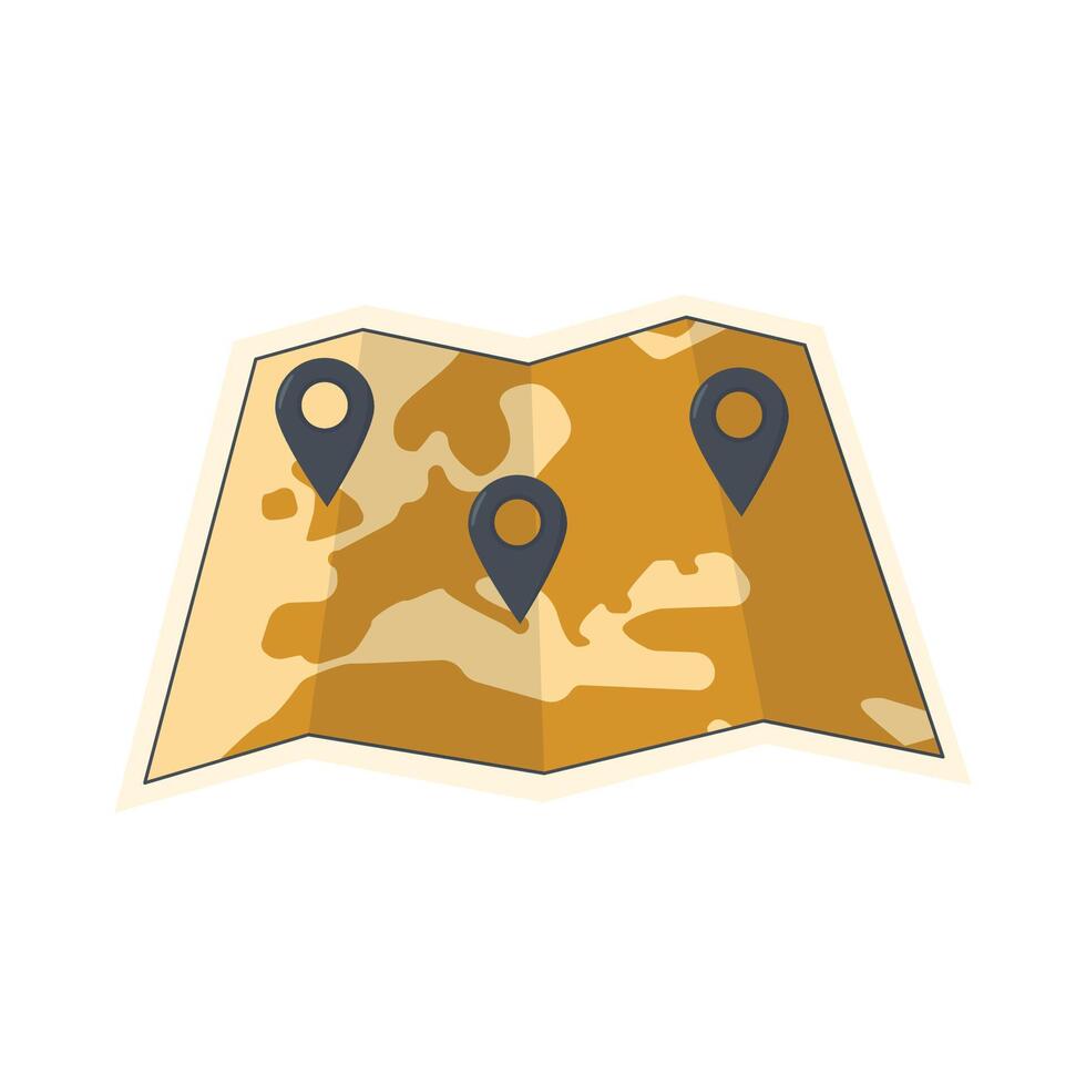 Map icon in flat style isolated on white background. Travel symbol illustration. vector