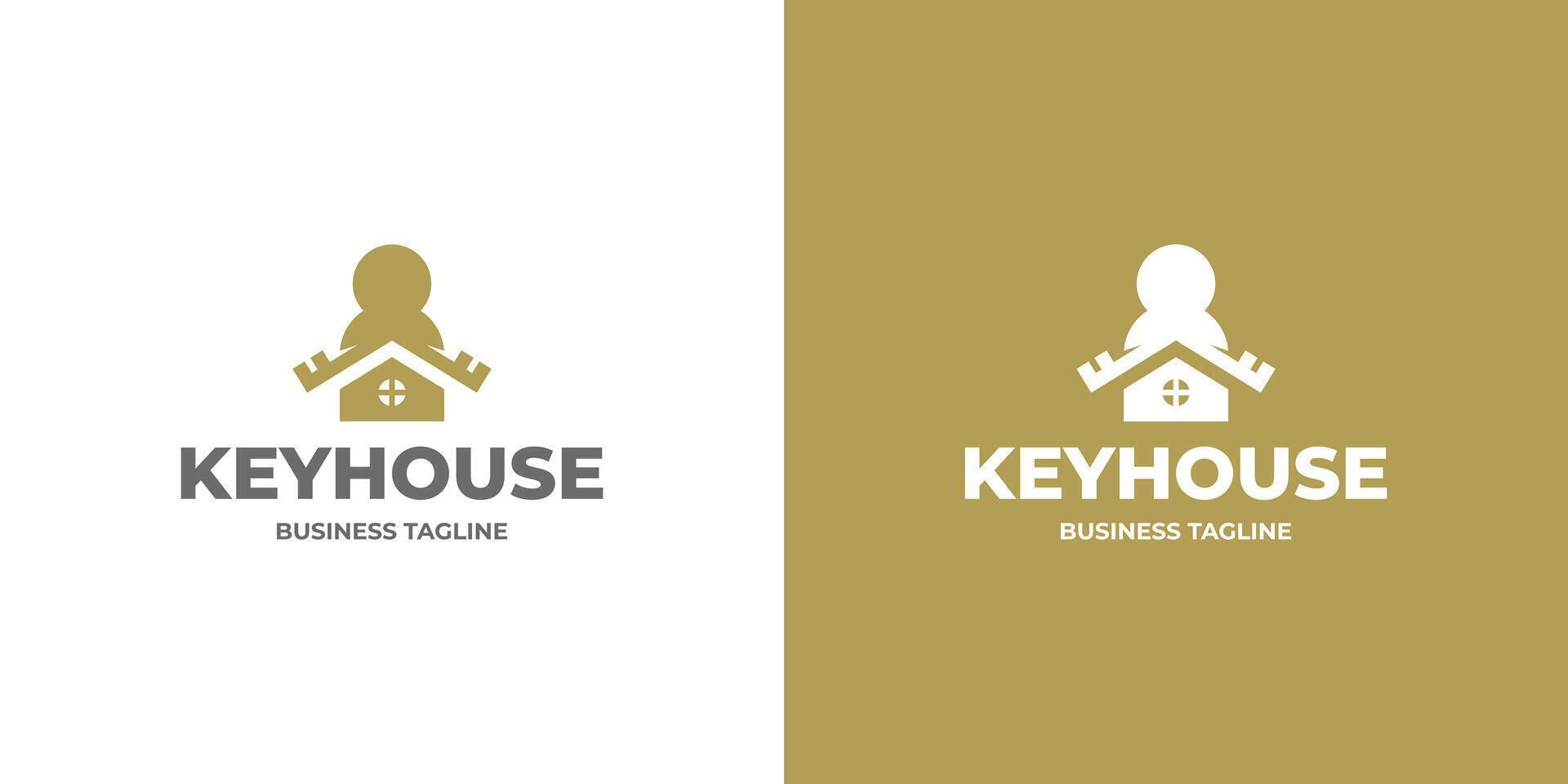 luxury key house logo design suitable for real estate vector