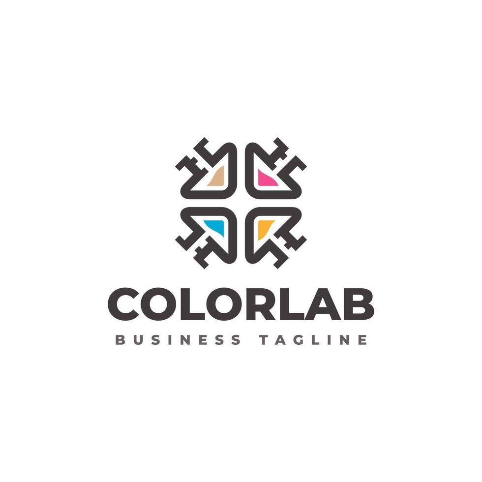 colorful print lab logo design vector
