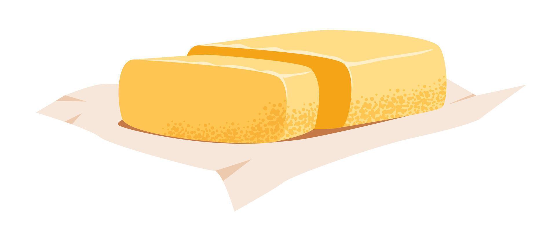 Cut butter. Dairy farm organic product. Flat illustration vector