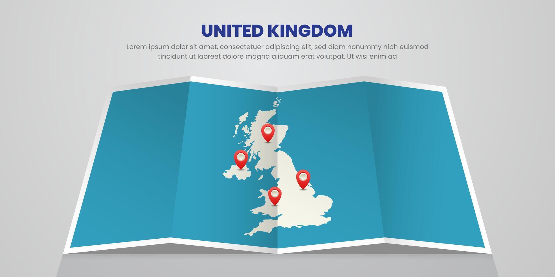 united kingdom map travel with pin tag location design Illustration vector