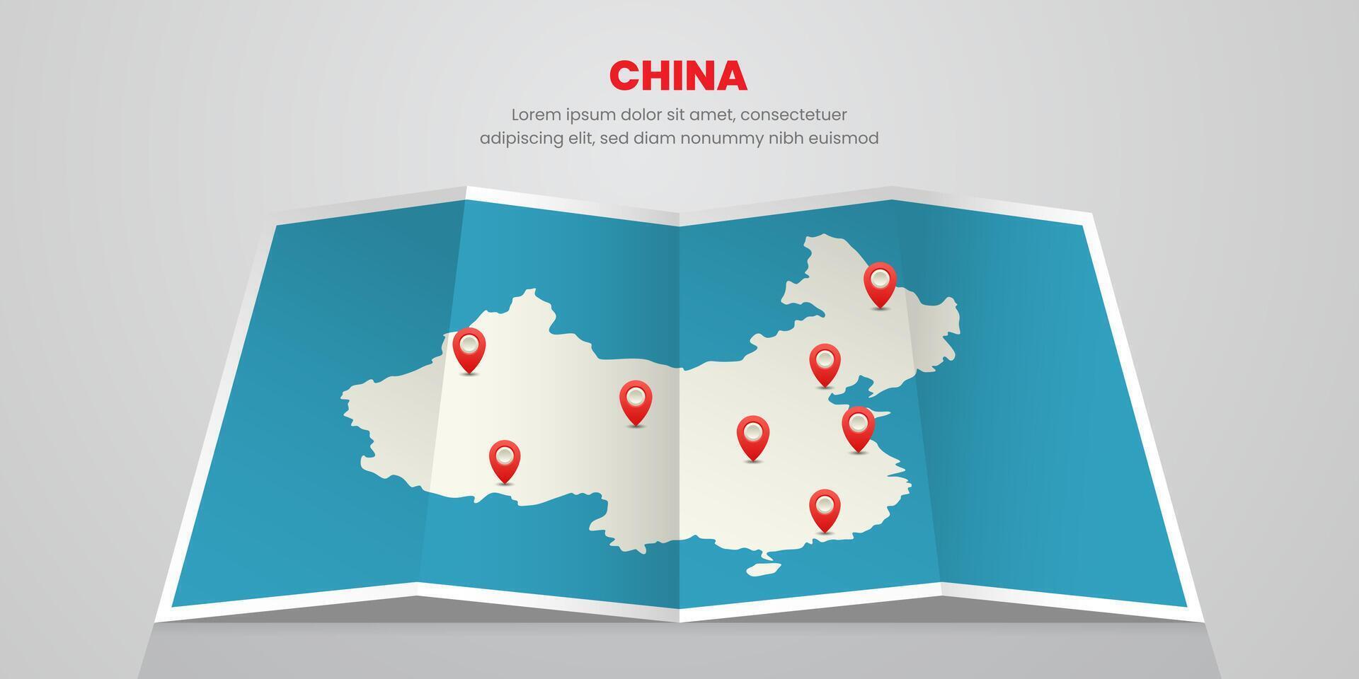China map travel with pin tag location design Illustration vector
