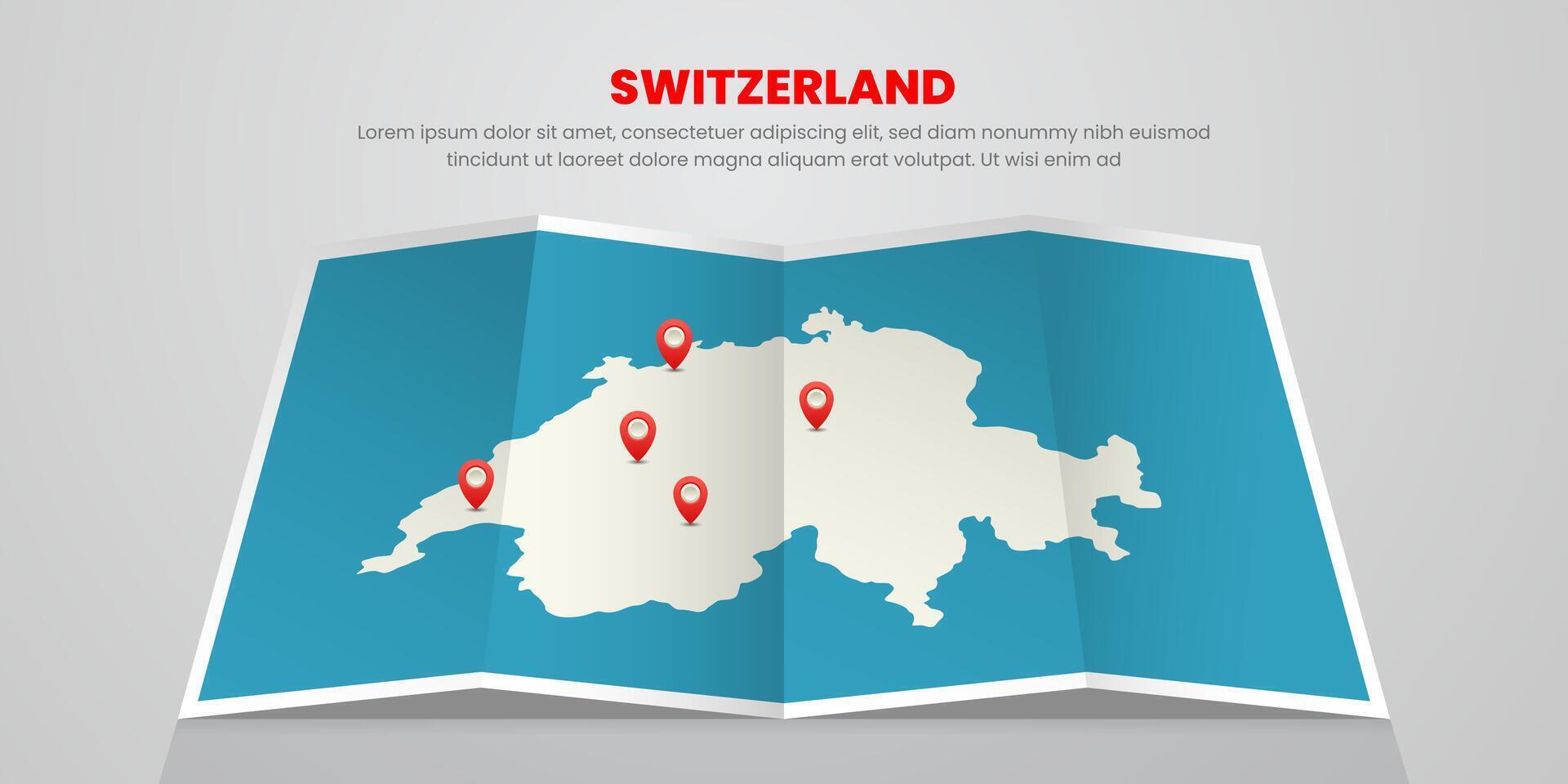 Switzerland map travel with pin tag location design Illustration vector