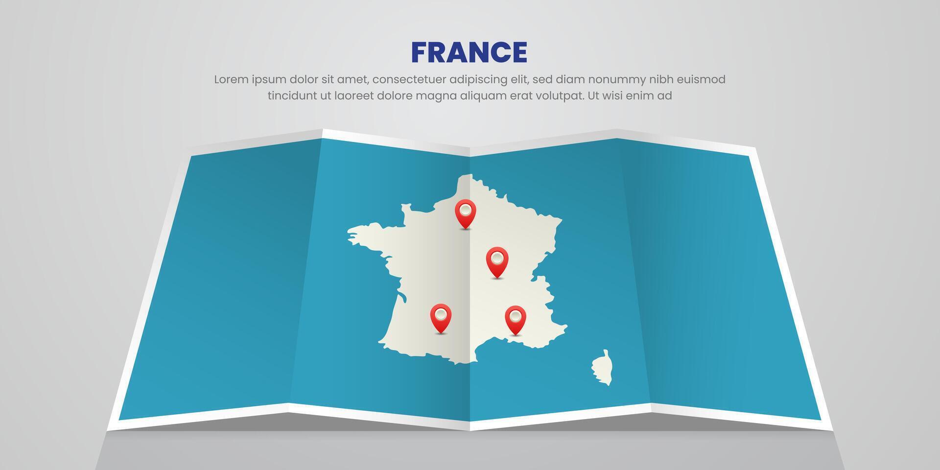 france map travel with pin tag location design Illustration vector