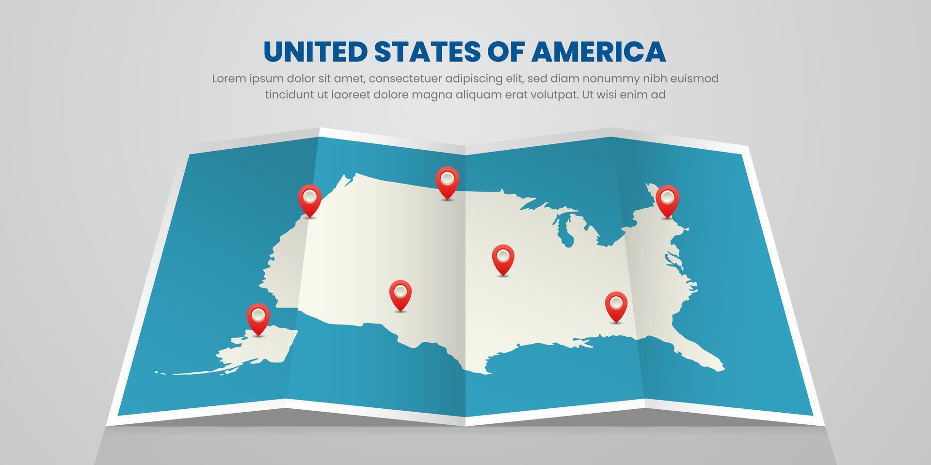 united states of america map travel with pin tag location design Illustration vector
