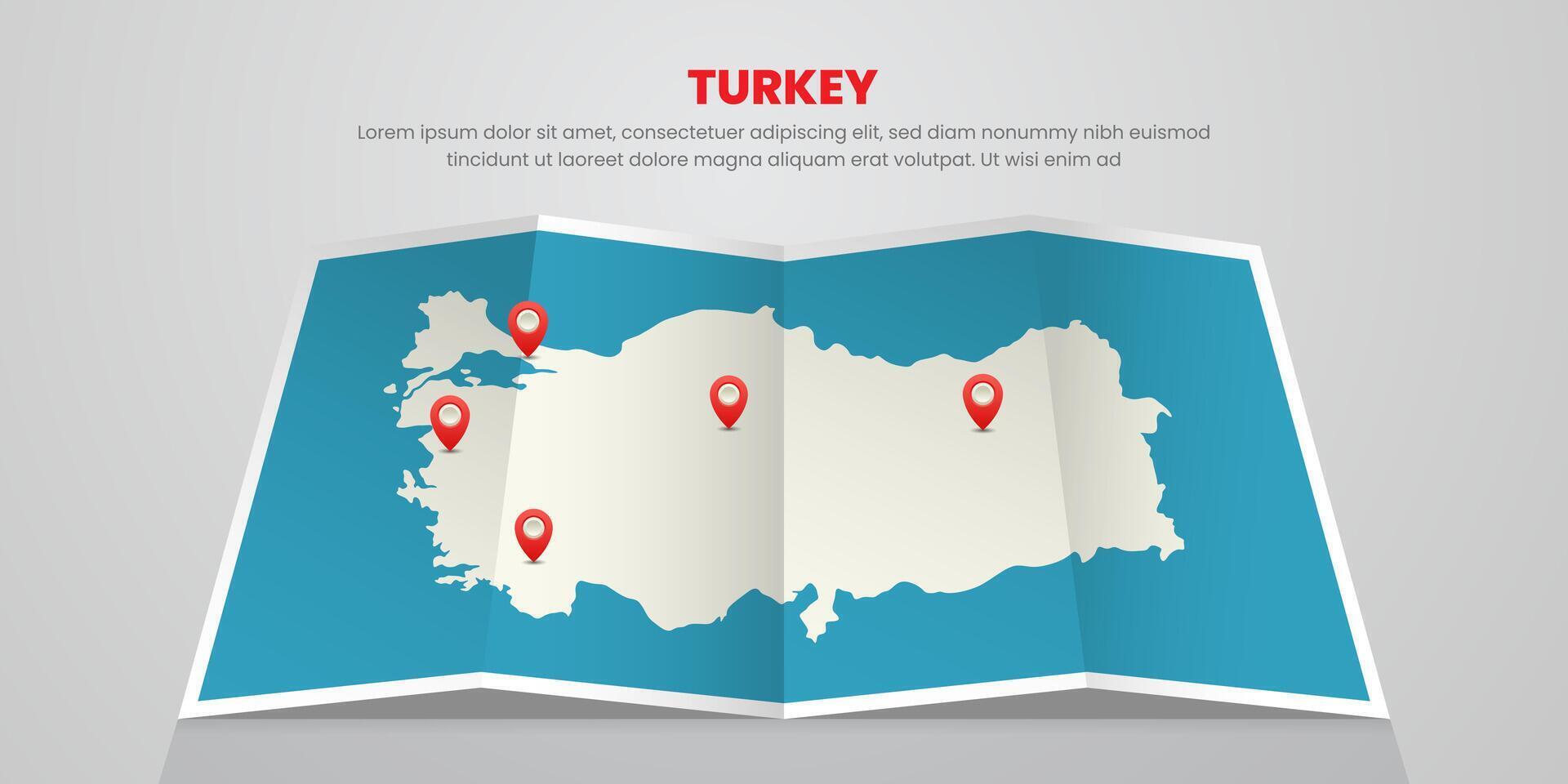 turkey map travel with pin tag location design Illustration vector