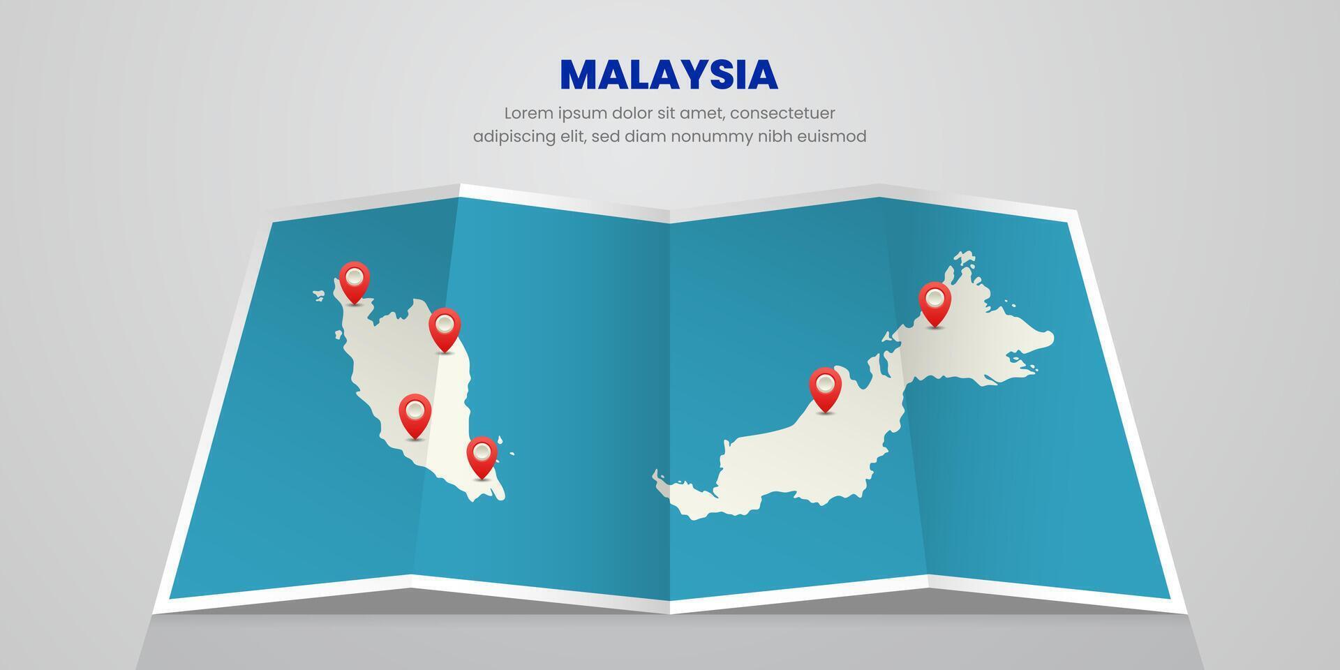 malaysia map travel with pin tag location design Illustration vector