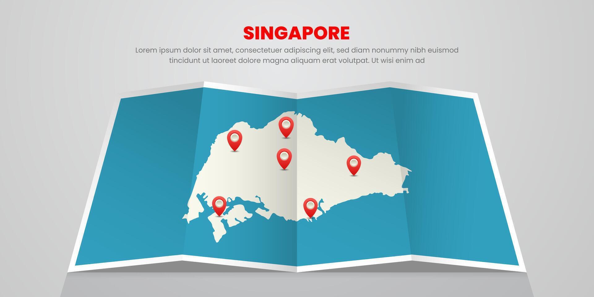 singapore map travel with pin tag location design Illustration vector