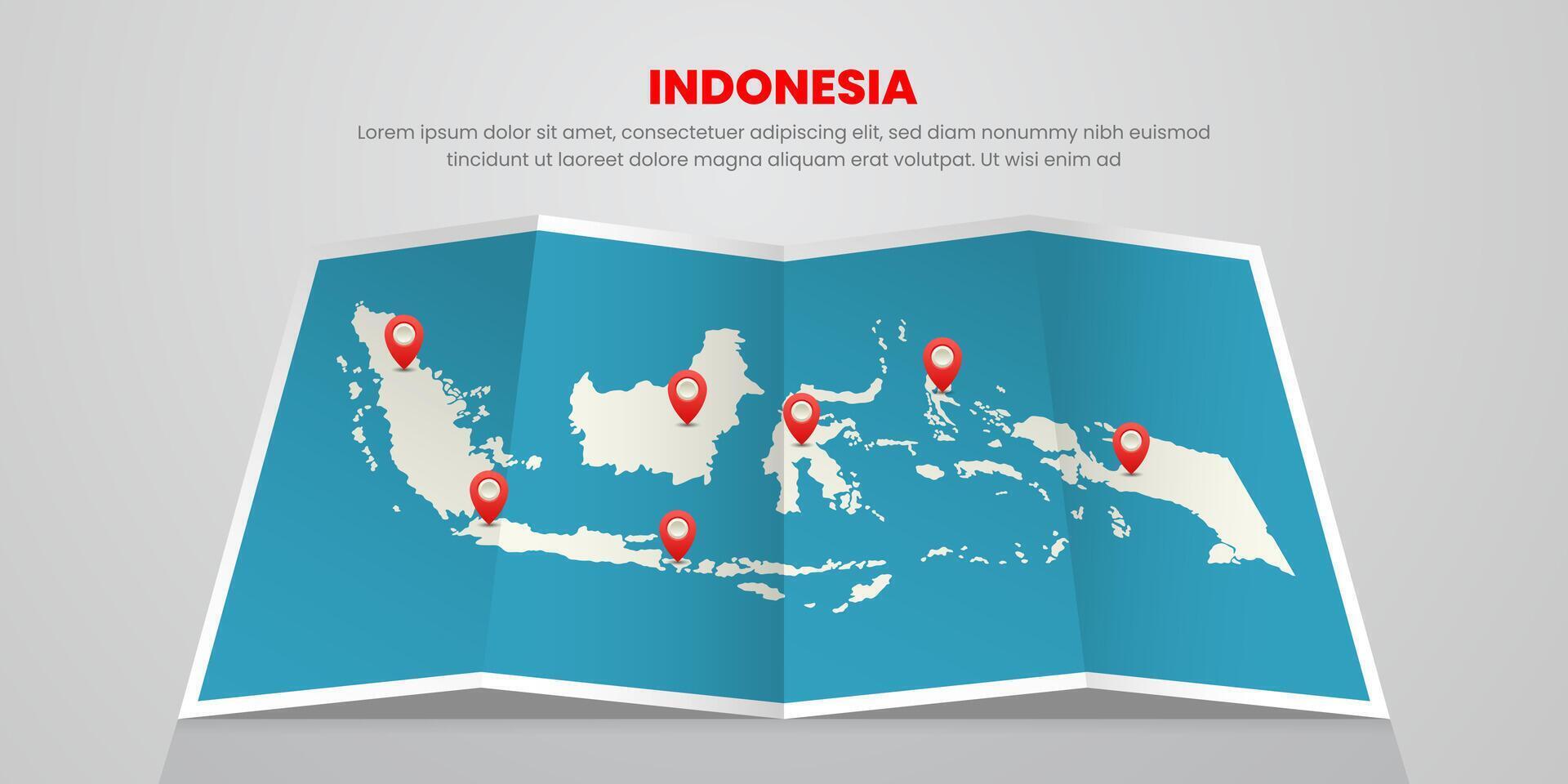 Indonesia map travel with pin tag location design Illustration vector
