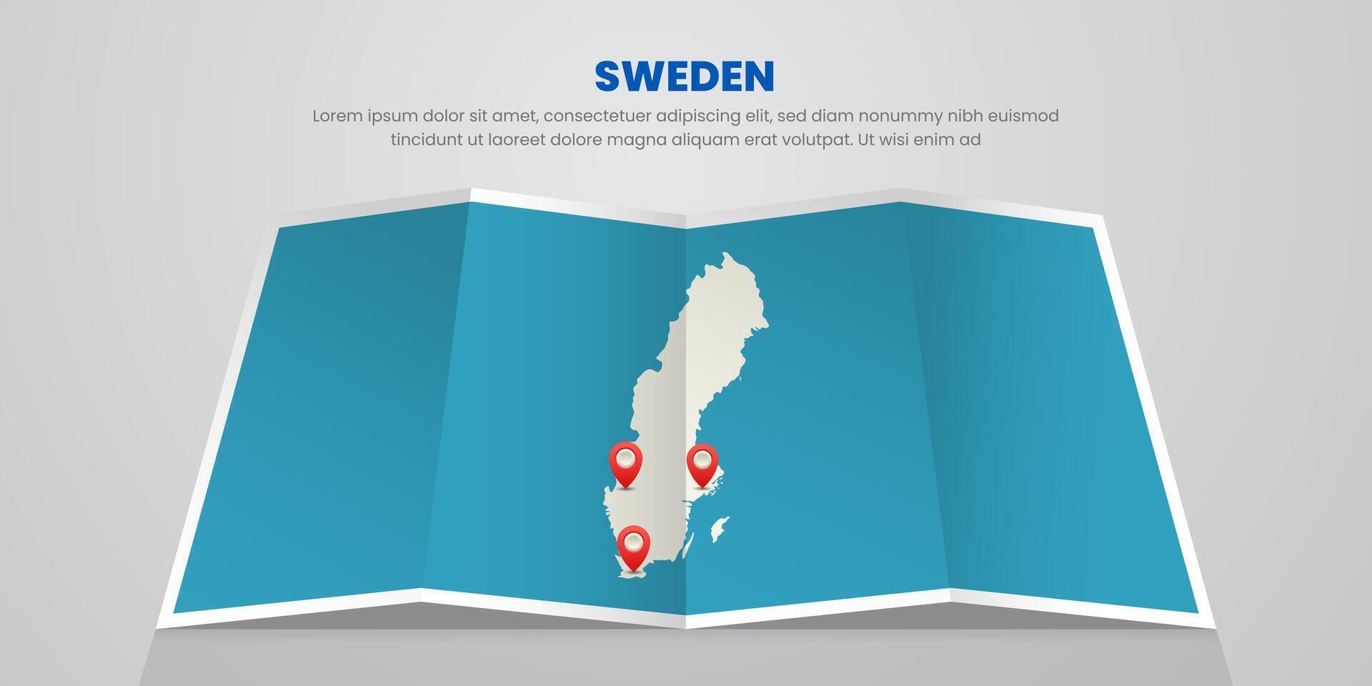 sweden map travel with pin tag location design Illustration vector