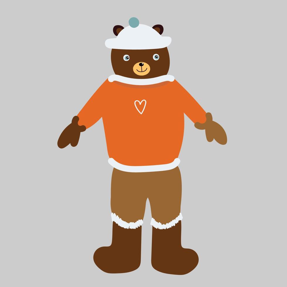 Funny bear in cartoon style. illustration. vector