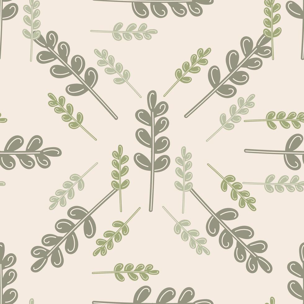 Seamless herbal pattern in minimalist style for fabric, textile, surface design, scrapbook paper, wallpaper, wrapping. vector