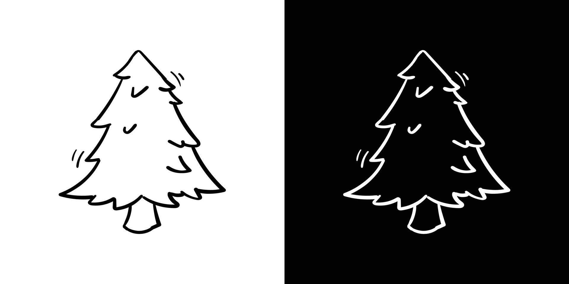 Christmas pine trees hand drawn design. illustration vector