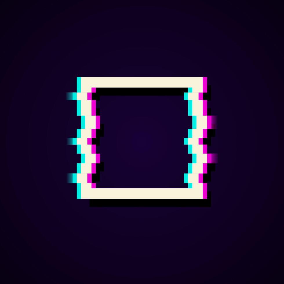 Glitched Square Frame. Distorted Glitch Style Modern Background. Glow Design for Graphic Design - Banner, Poster, Flyer, Brochure, Card. vector