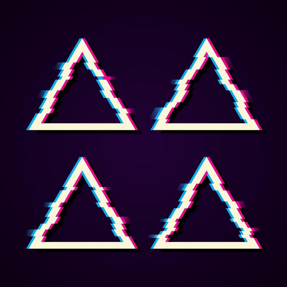 Glitched Triangle Frame Design. Distorted Glitch Style Modern Background. Glow Design for Graphic Design - Banner, Poster, Flyer, Brochure, Card. vector