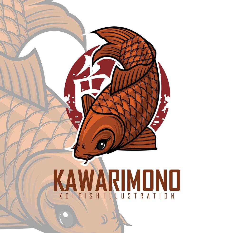 KOI FISH ILLUSTRATION with gray background vector