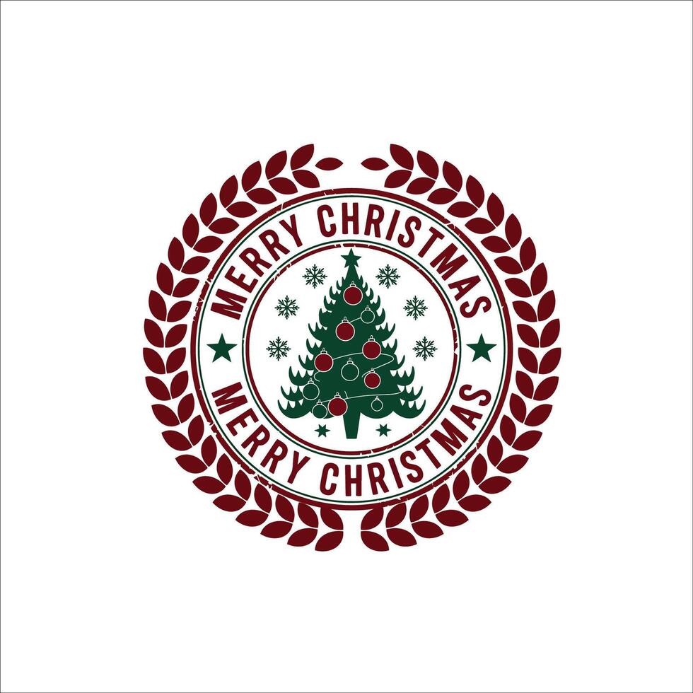 Vintage Inspired Circular Christmas Stamp Design for Holiday Cheer vector
