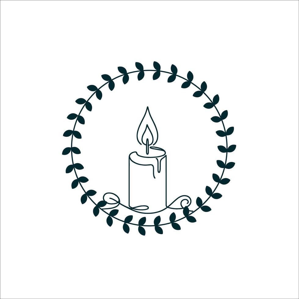 Minimalist Candle Silhouette in One Line vector