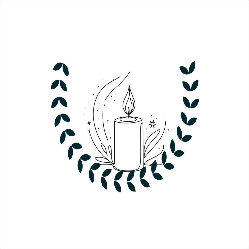 Continuous Line Drawing Candle Illustration vector