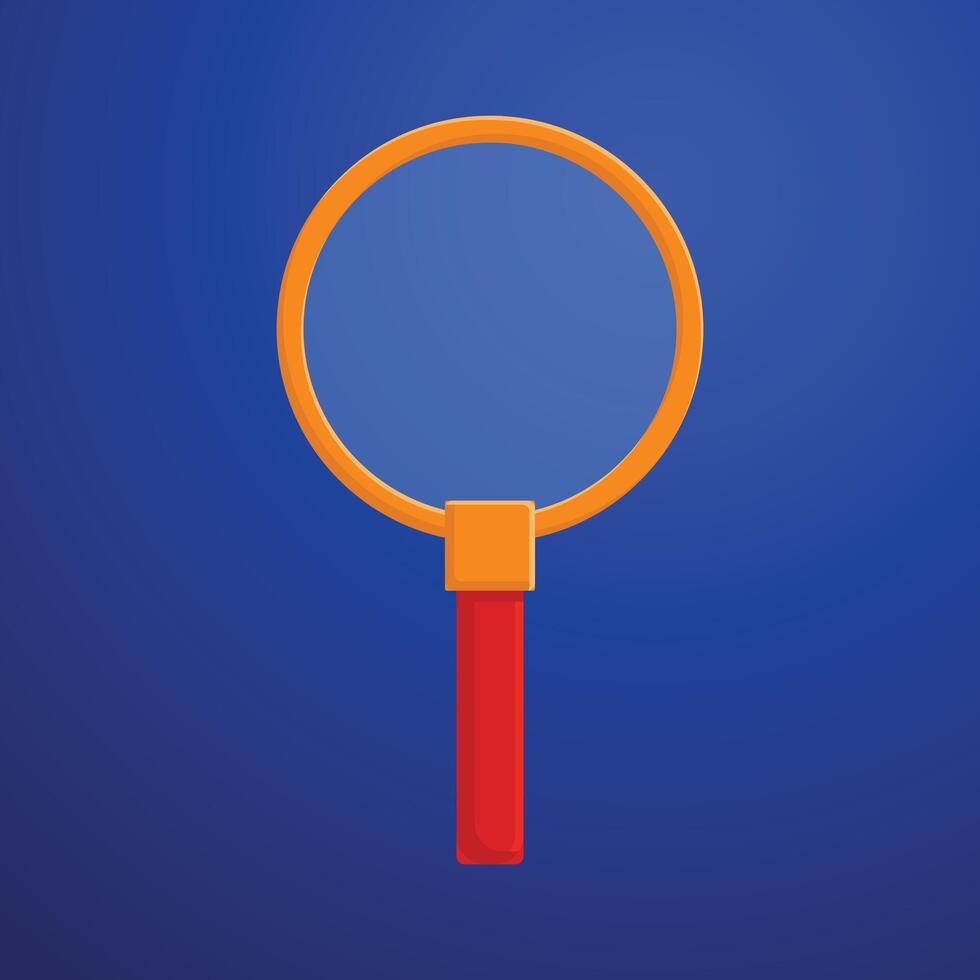 Magnifying glass in dark blue background, illustration of search symbol, and zoom lens. vector