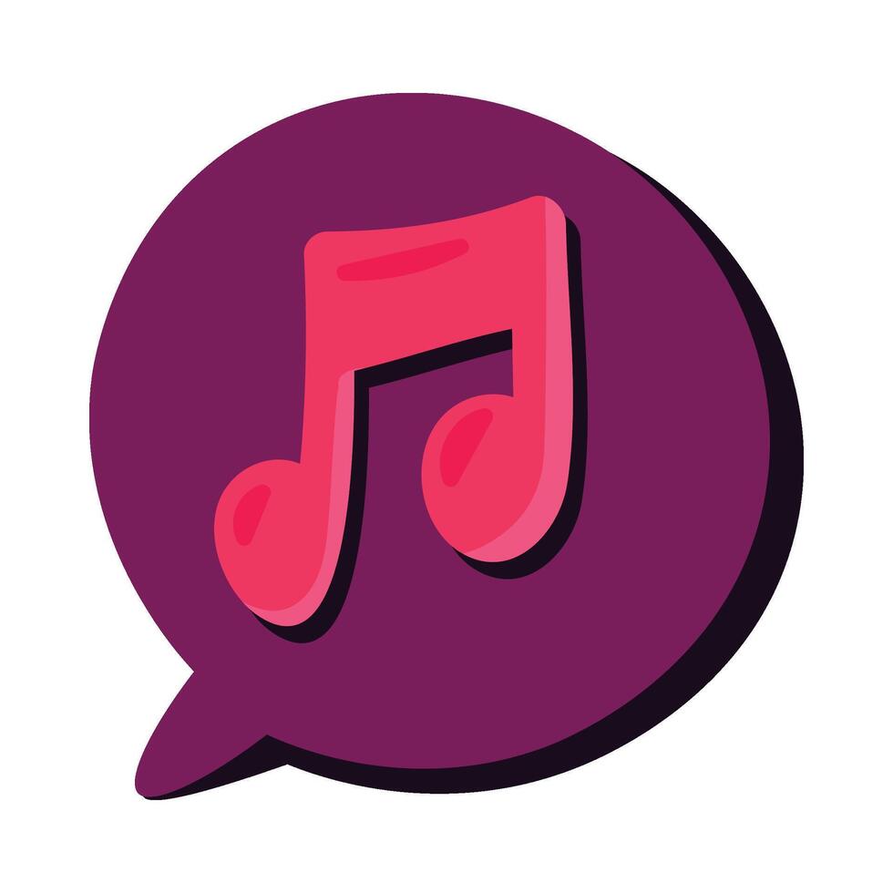 Musical party speech bubble with note sign in cartoon style vector