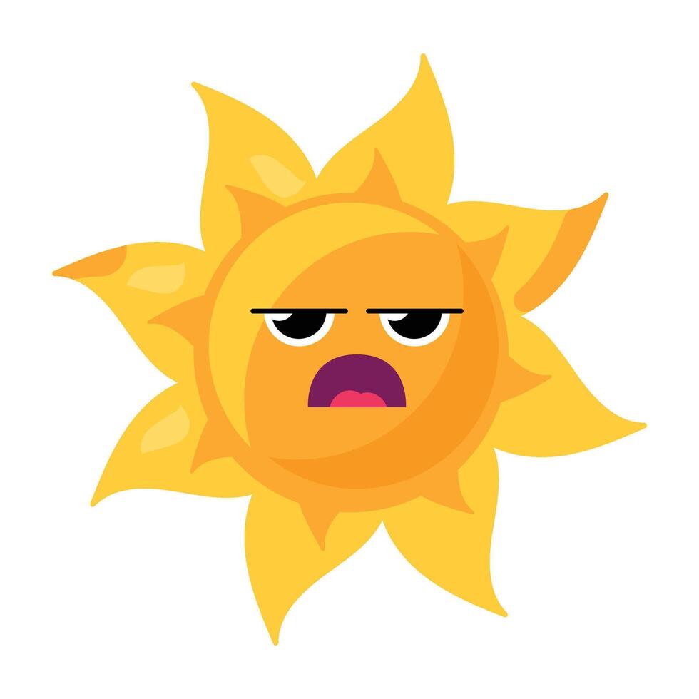 Complaining irritated face emoji sun element vector