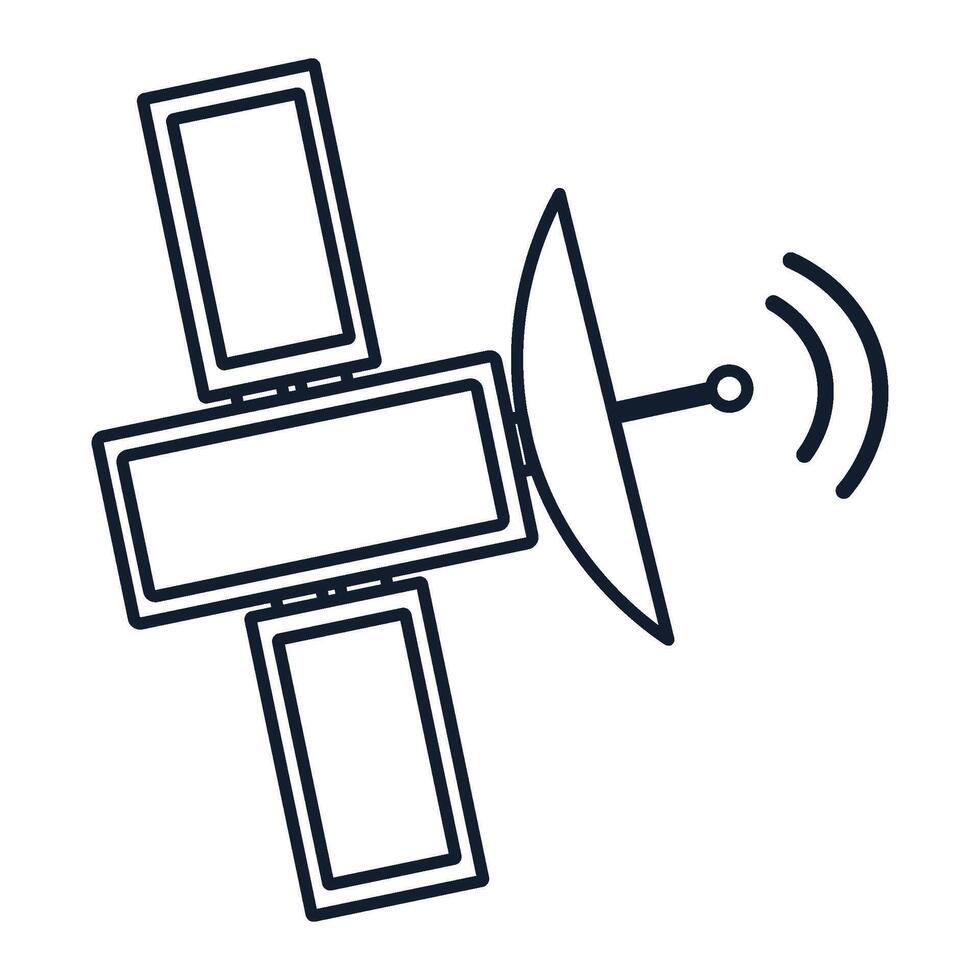 Orbit radio satellite in outline style vector
