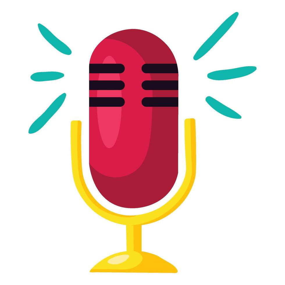 Musical party studio microphone in cartoon style vector