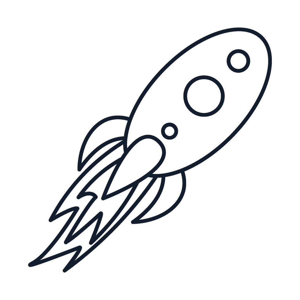 Launching speed rocket in outline style vector