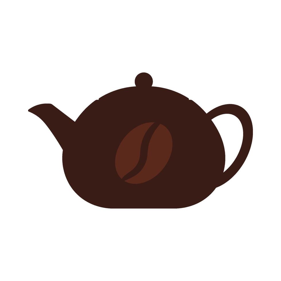 Coffee pot in solid cartoon style vector