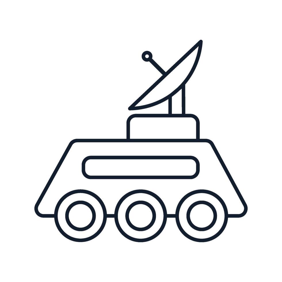 Mobile radar for science research in outline style vector