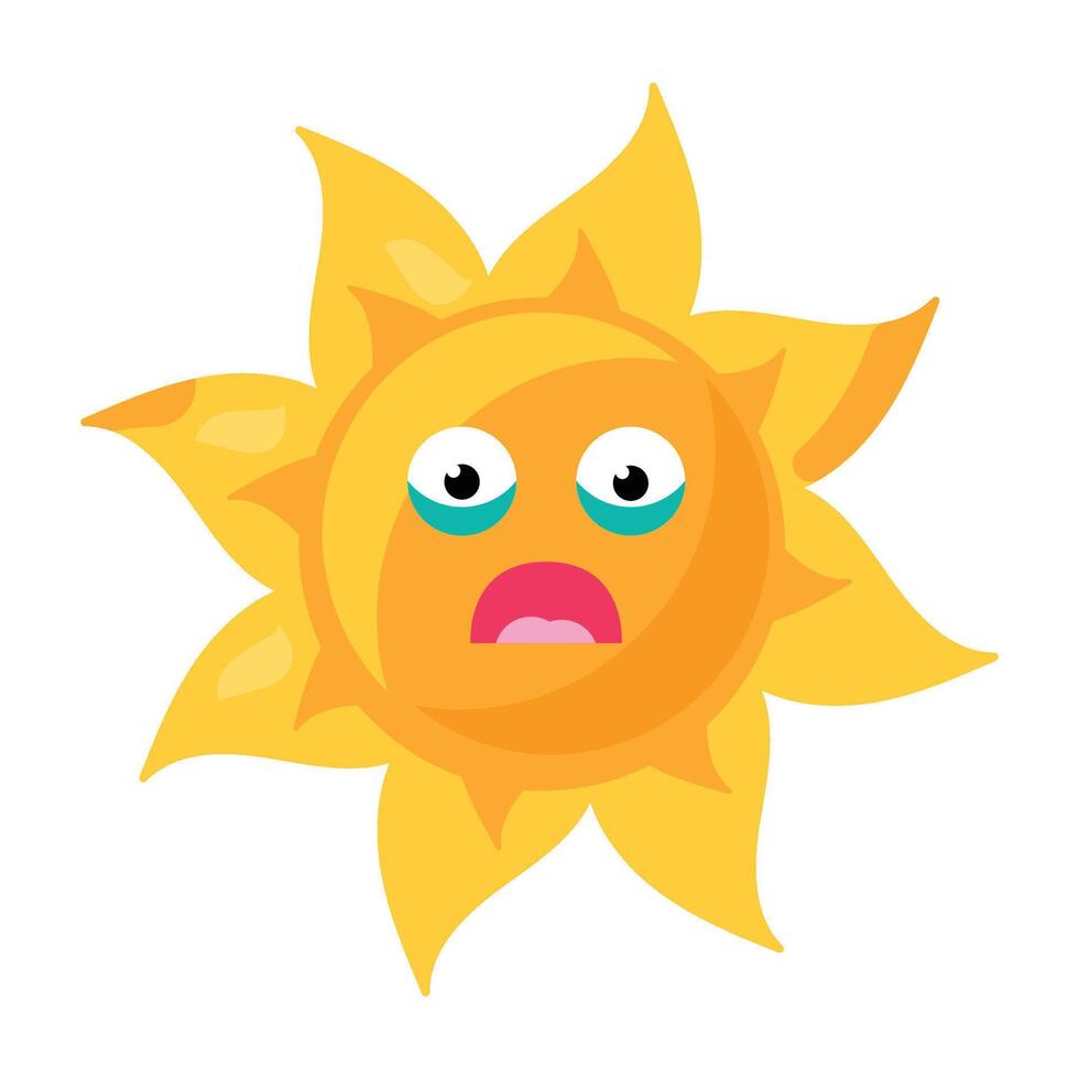 Scared panic anxious emoji sun element vector