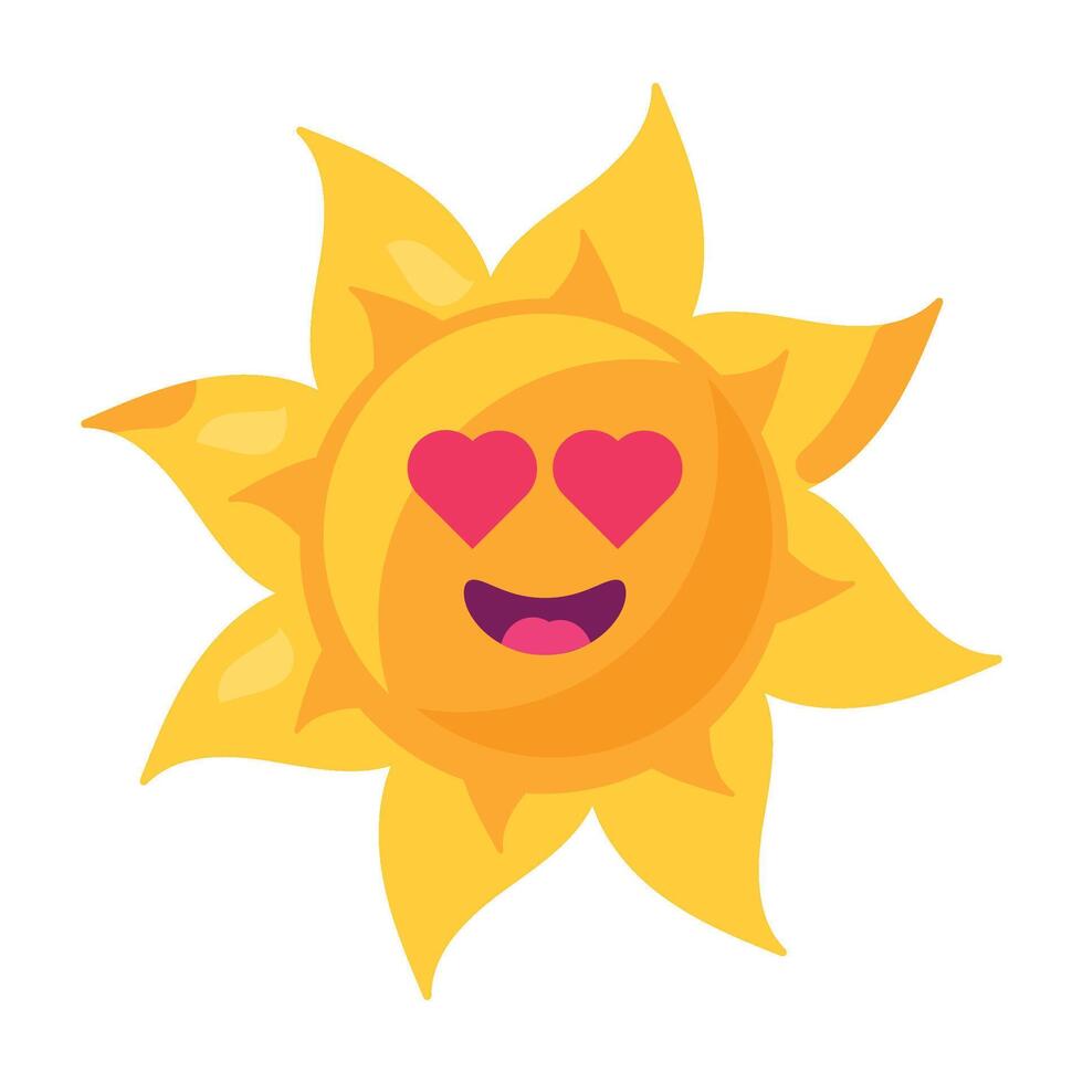 Romantic fallen in love emoji sun element vector