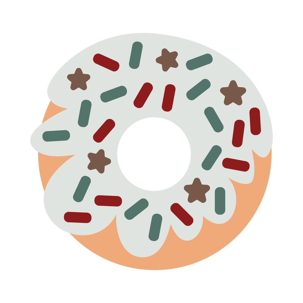 Glazed donut with sprinkles in solid cartoon style vector