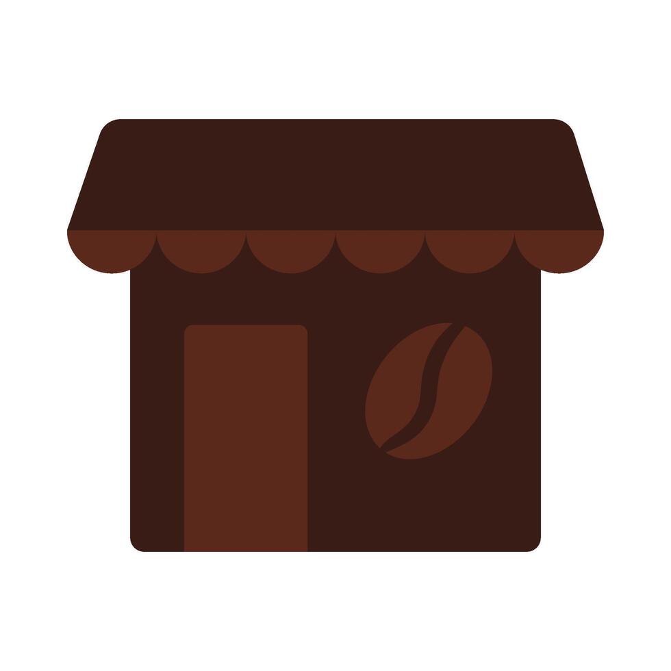 Coffee shop with awning in solid cartoon style vector