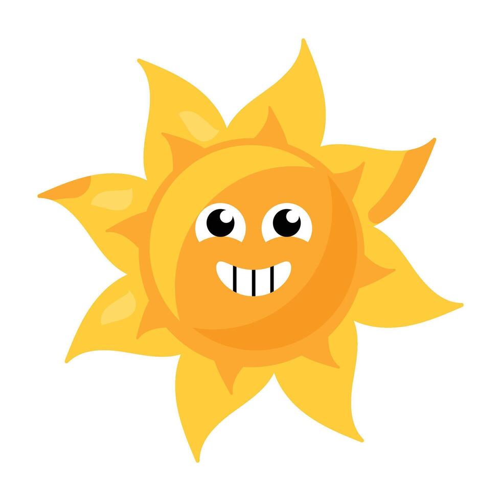 Grinning smile facial expression emoji sun element vector