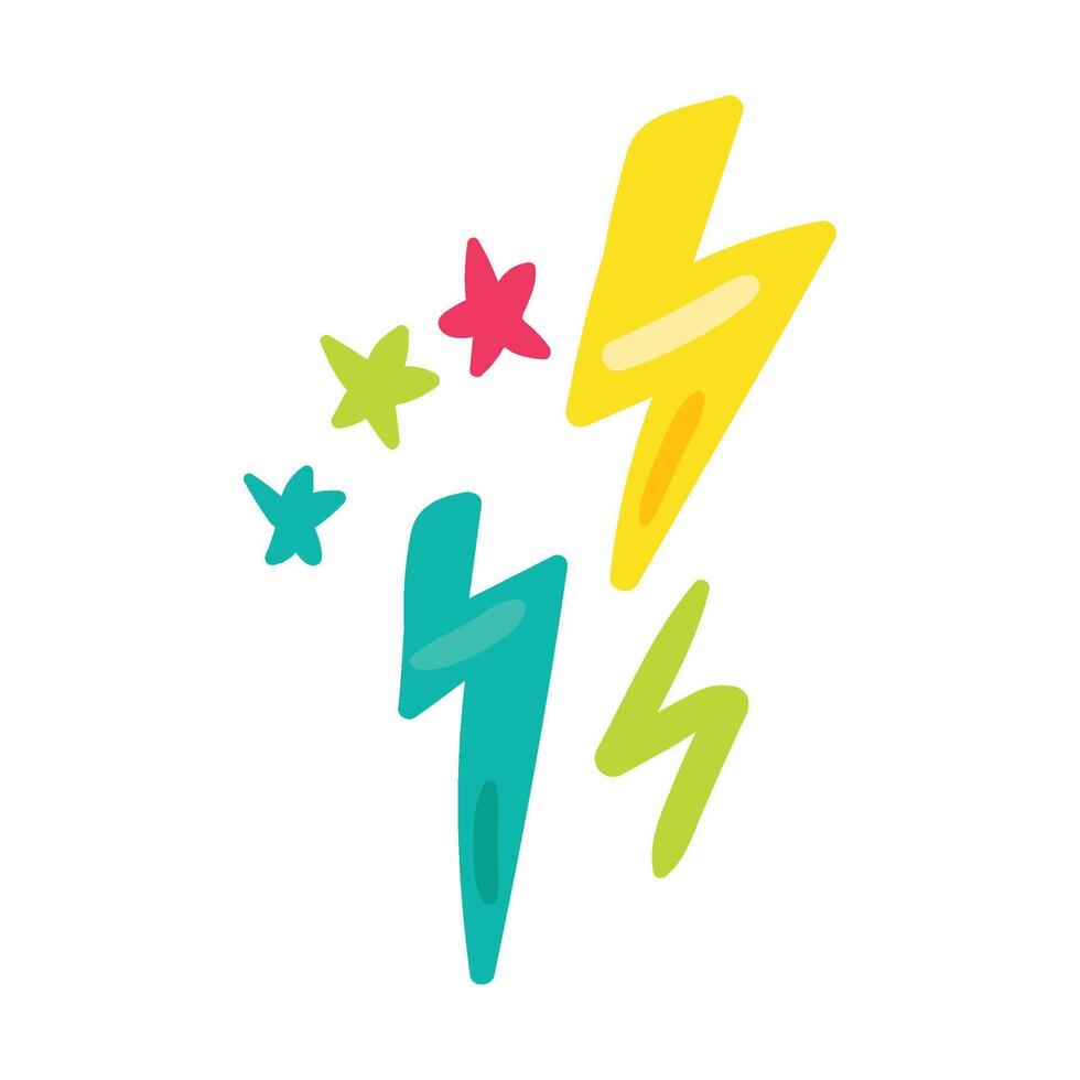 Musical party thunderbolts and stars decoration in cartoon style vector