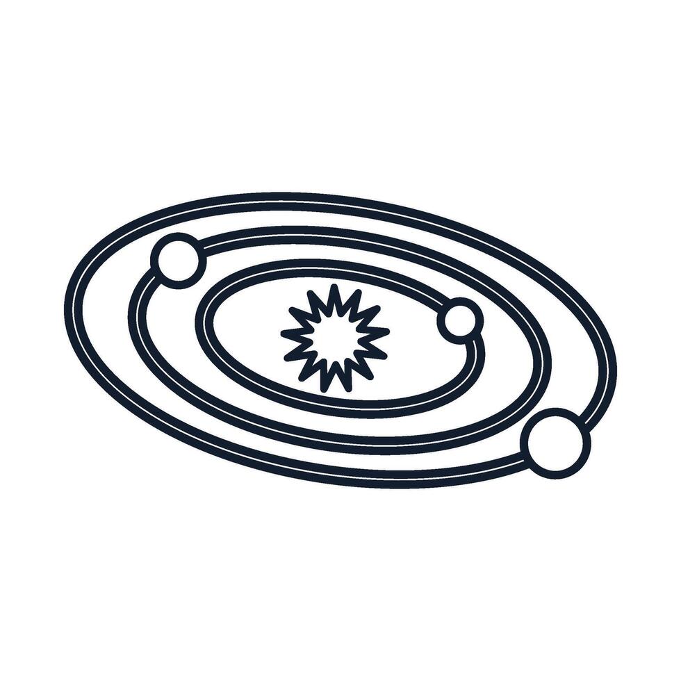 Abstract solar system with planet orbits in outline style vector