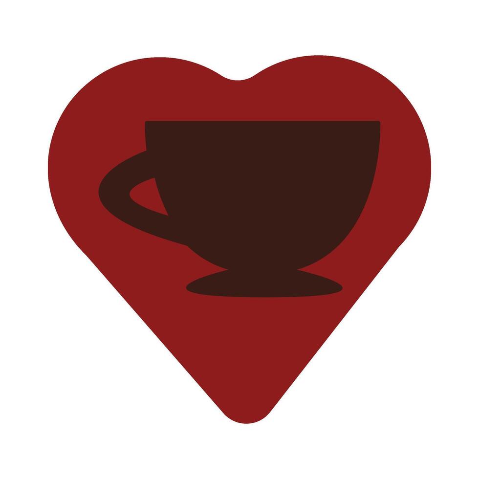 Coffee cup on the heart-shaped backdrop vector