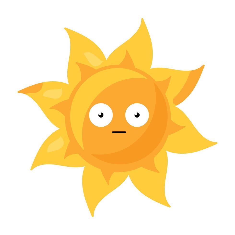 Anxious scared fatigue emoji sun element vector