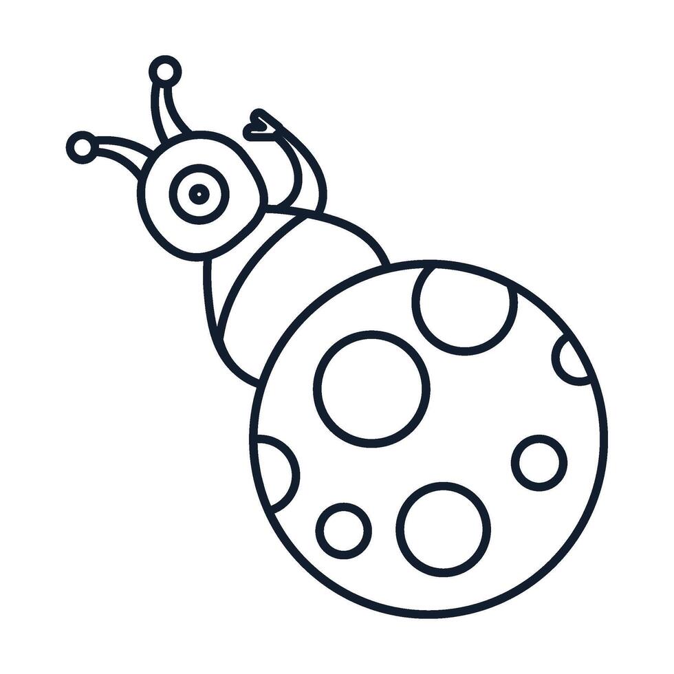 Alien waving hand from planet in outline style vector