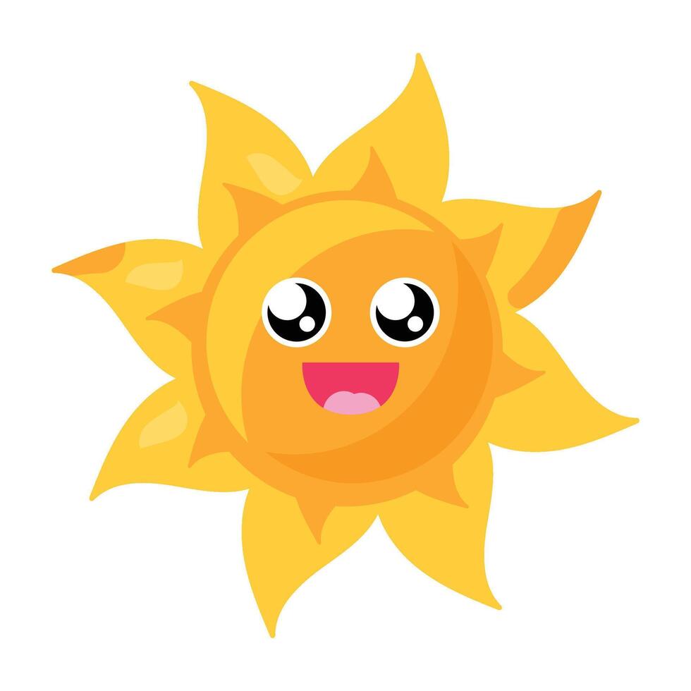 Charming pretty angelic emoji sun element vector