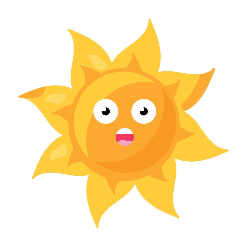 Shock surprised panic emoji sun element vector