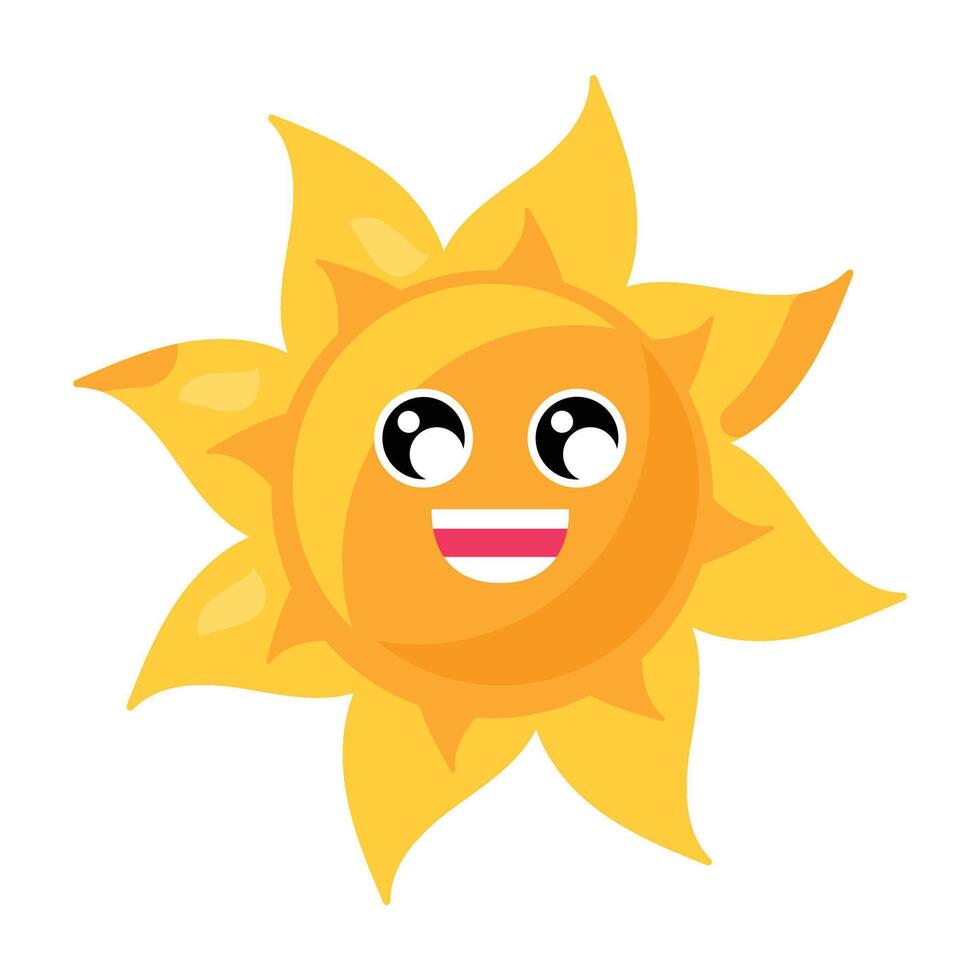 Jolly shiny smiling emoji sun element vector